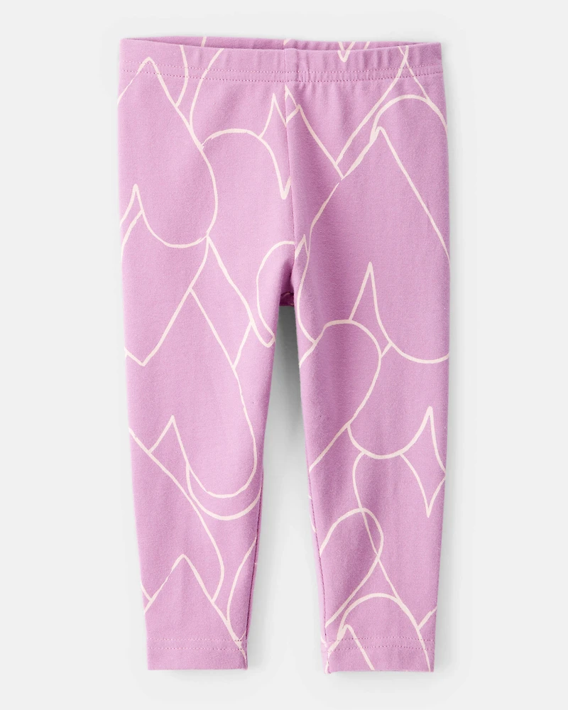 Baby Girl Cotton Heart Stretch Leggings - Purple