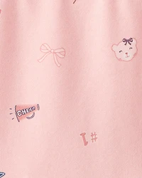 Toddler Girl Art Print Collared Long-Sleeve Dress - Pink