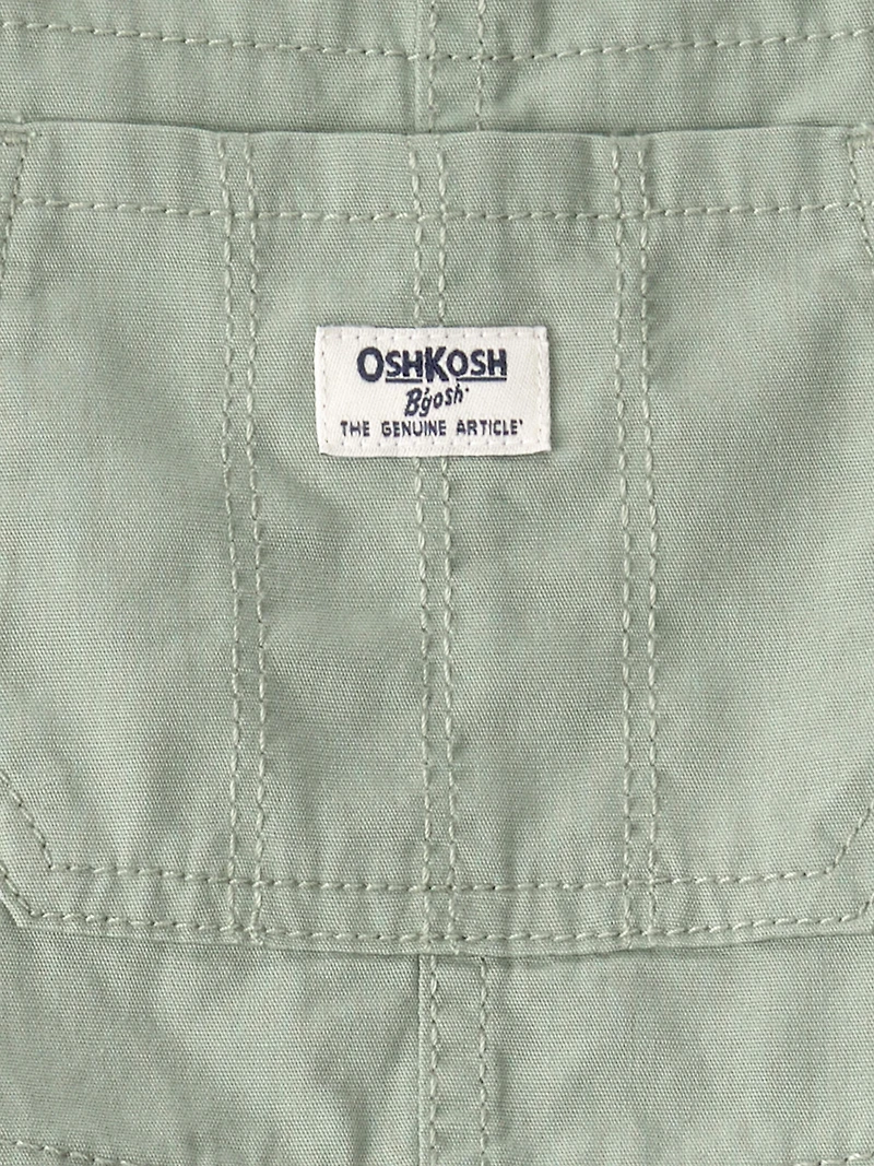 Toddler Girl Butterfly-Lined Canvas Overalls - Green