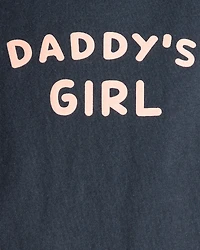 Baby Girl "Daddy's Girl" Cotton Long-Sleeve Graphic Bodysuit - Navy Blue