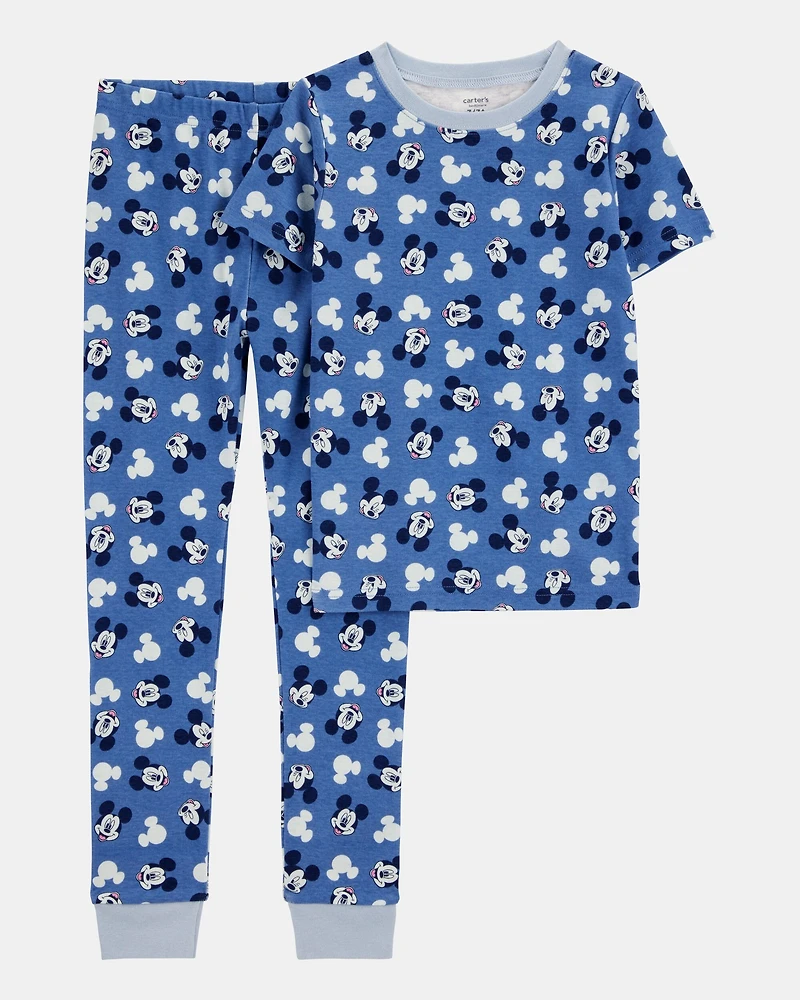 Kid Disney© Mickey Mouse Snug Fit Cotton 2-Piece Pajamas - Navy