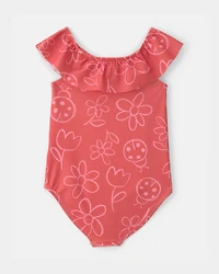 Toddler Girl Floral 1-Piece Swimsuit - Red