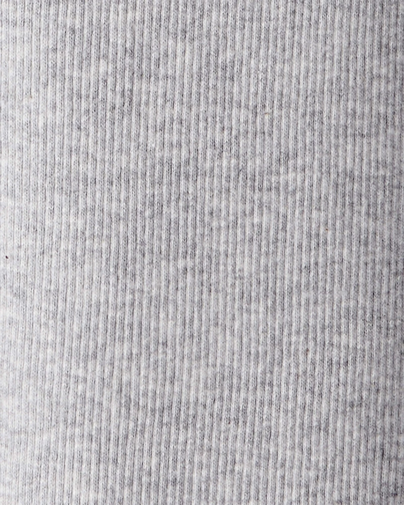 Girls Solid Cotton Ribbed Stretch Leggings - Grey