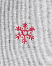 Toddler Girl Snowflake Mock Neck Rib Top - Grey