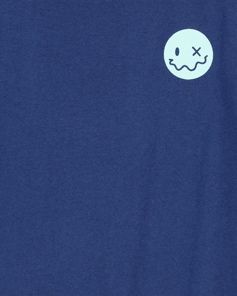 Kid Smiley Face Short-Sleeve Graphic Tee - Navy