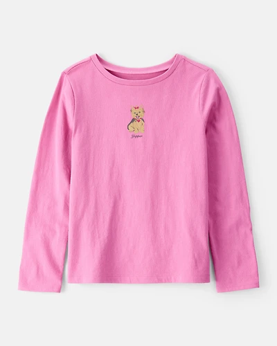 Girls Dog Long-Sleeve Graphic Tee - Pink