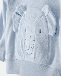 Baby Boy 2-Piece Elephant Terry Pullover Sweatshirt & Pant Set - Blue