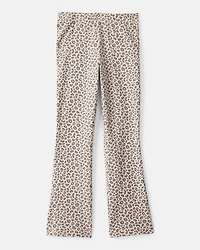 Girls Cotton Leopard Stretch Flare Leggings
