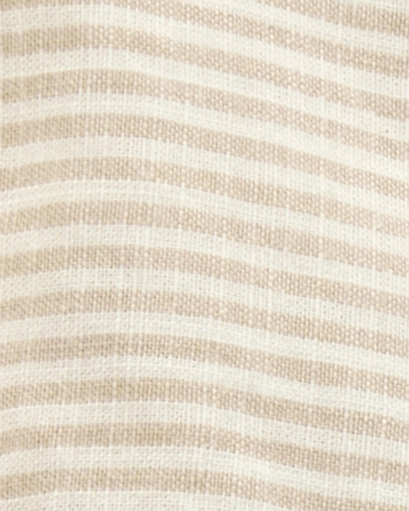 Baby Striped Cotton Dress - Tan