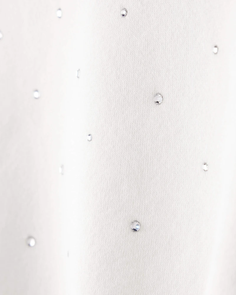 Girls DayDream Fleece Rhinestone Pullover Sweatshirt - Ivory