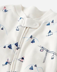 Baby Organic Cotton Sleep & Play Pajamas in Snowy Slopes Print
