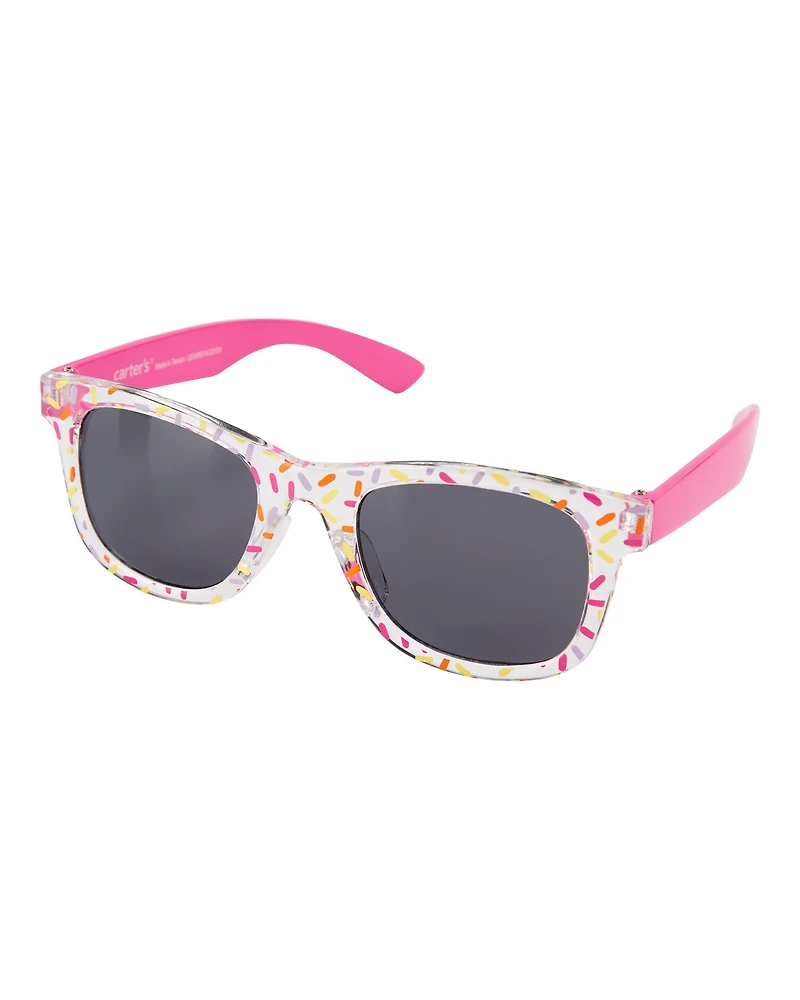 Kid Confetti Print Wayfarer Sunglasses - Pink