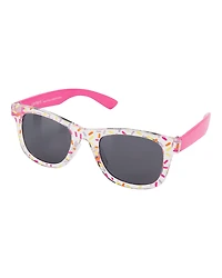 Kid Confetti Print Wayfarer Sunglasses - Pink