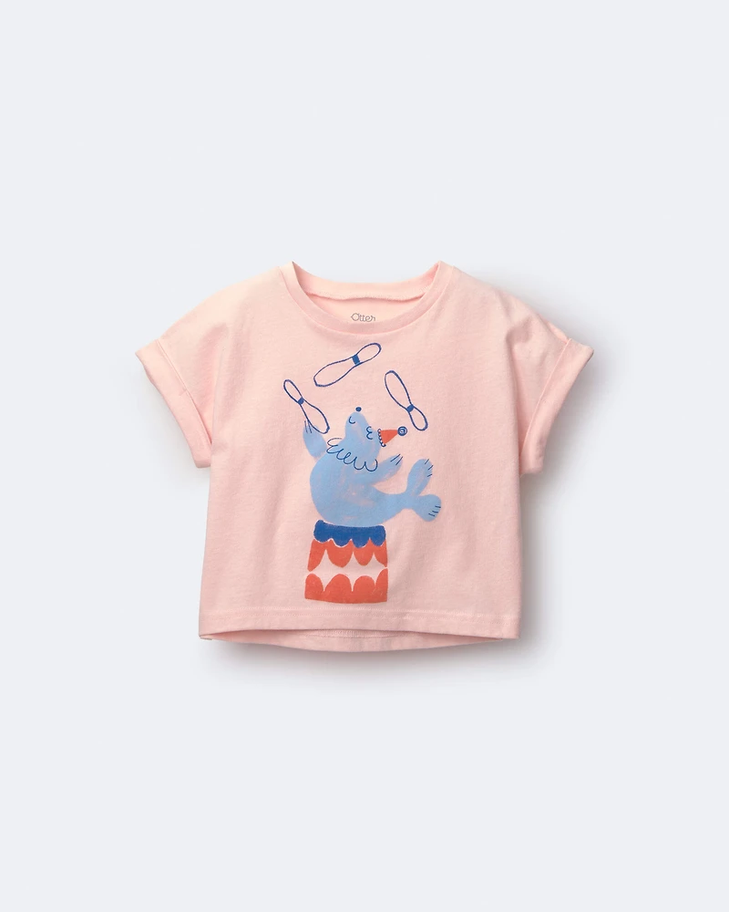 Toddler Girl Breezy High-Low Top in Circus Print - Pink