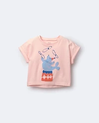 Toddler Girl Breezy High-Low Top in Circus Print - Pink