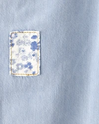 Toddler Girl Patchwork Drawstring Wide-Leg Pants - Light Wash