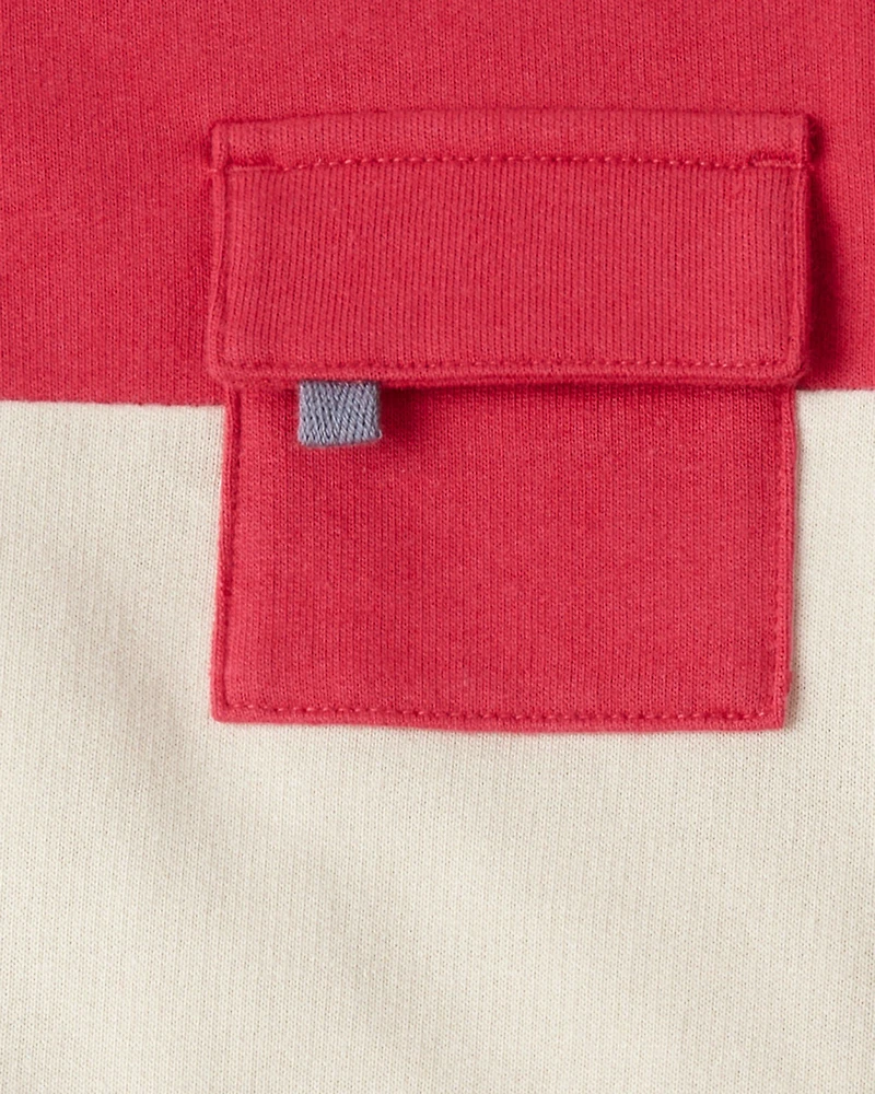 Baby Boy 3-Piece Airplane Sweatshirt Outfit Set - Red/Ivory