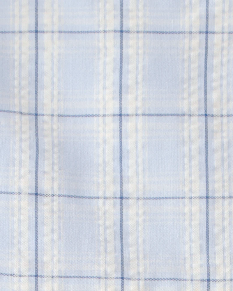 Toddler Girl Plaid Ruffle-Sleeve Dress - Blue/White