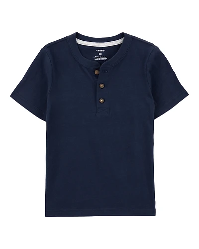 Baby Boy Short-Sleeve Henley Tee - Navy
