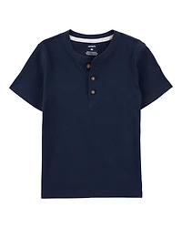 Baby Boy Short-Sleeve Henley Tee - Navy