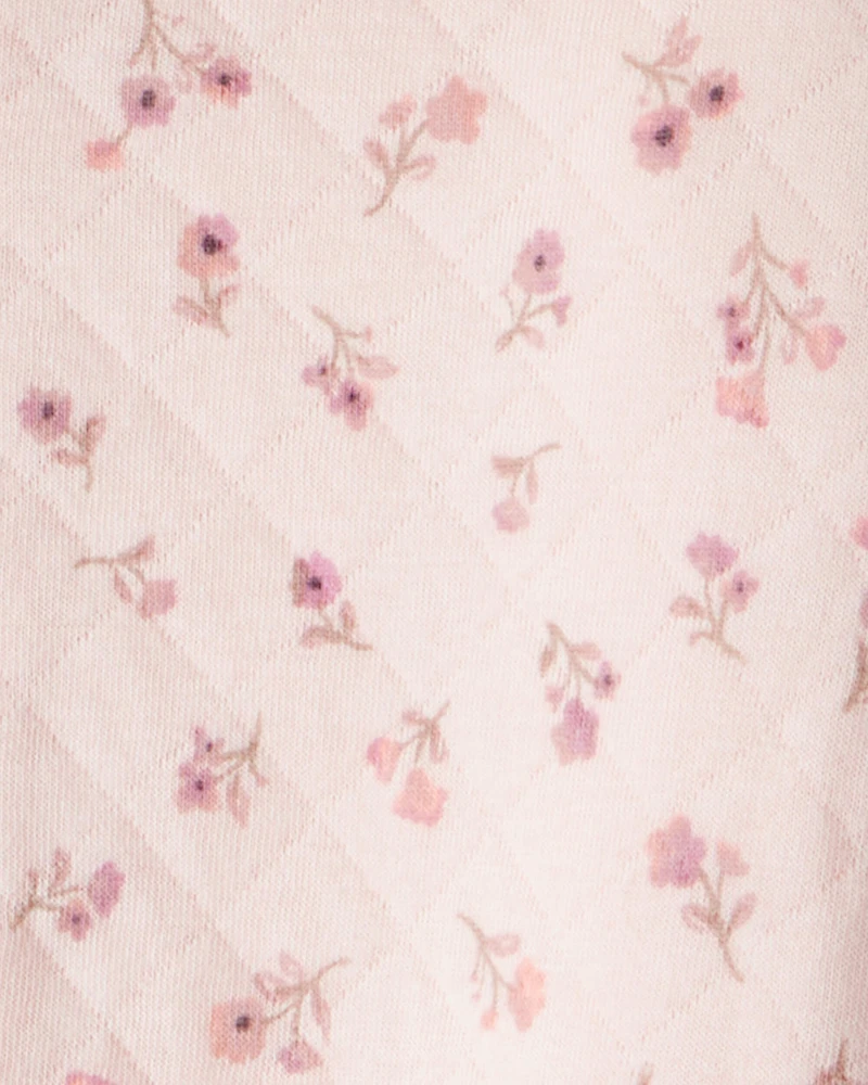 Baby Girl Floral Sherpa-Lined Long-Sleeve Hooded Jumpsuit - Pink