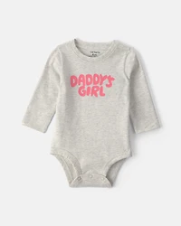 Baby Girl 'Daddys Girl' Long-Sleeve Graphic Bodysuit - Grey