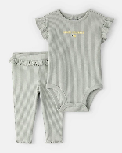 Baby Girl 'Main Squeeze' Bodysuit & Pant Set - Green