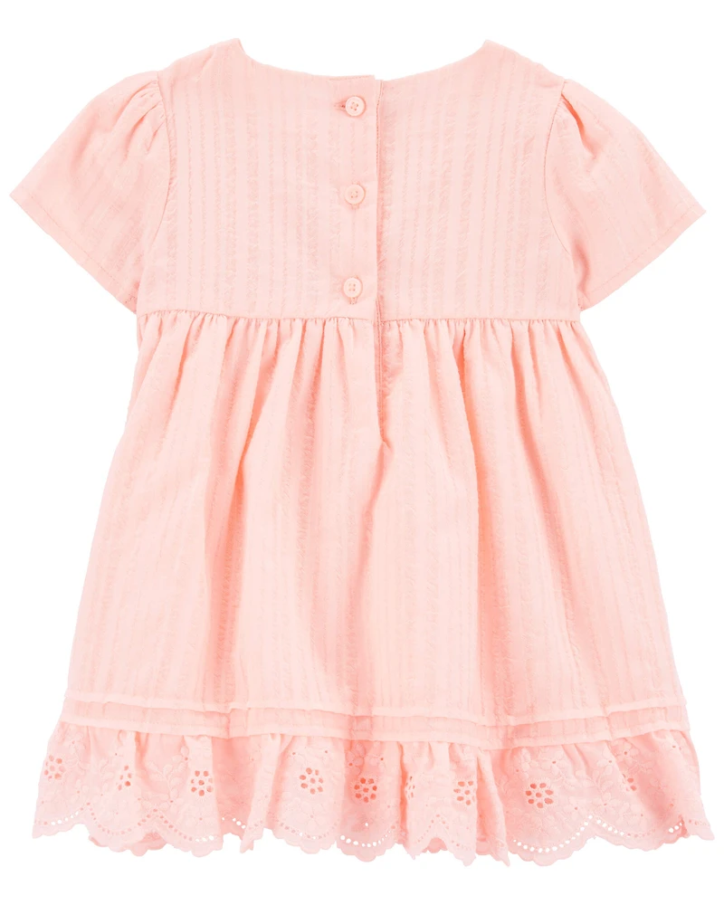 Baby Girl Eyelet Babydoll Dress - Pink