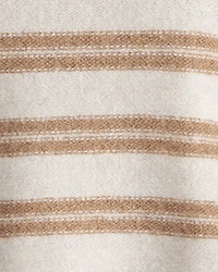 Baby Stripe Sweater with Teddy Fleece-Lined Hood and Bear Ears - Brown/Cream