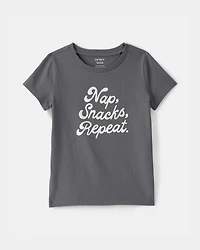 Toddler Girl 'Nap Snacks Repeat' Graphic Tee - Grey