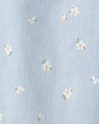 Toddler Girl Floral Drawstring Wide-Leg Jeans - Light Wash