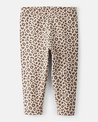 Baby Girl 2-Piece Leopard Print Top & Cotton Stretch Leggings Set - Brown