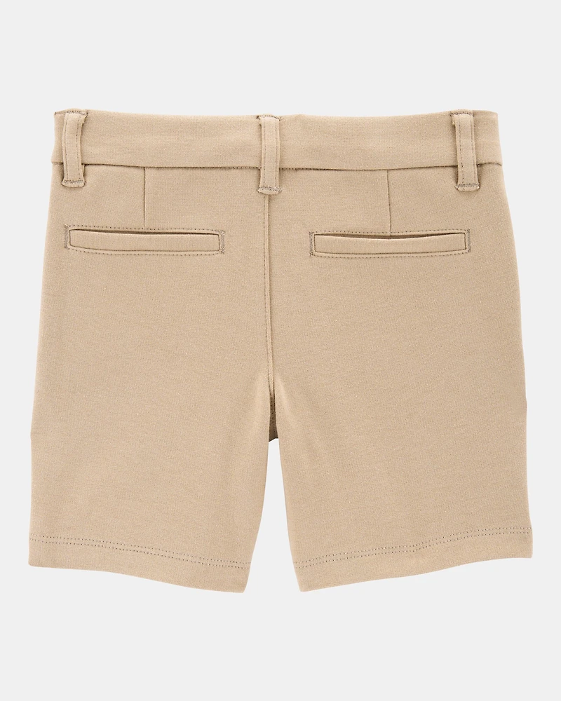 Toddler Girl Ponte Knit Uniform Shorts - Khaki