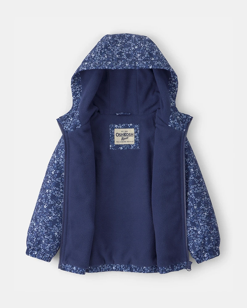 Toddler Girl Floral Midweight Jacket - Blue