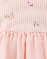 Baby Girl Heart Print Long-Sleeve Dress - Pink