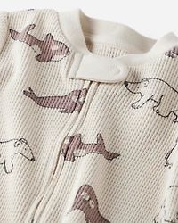 Baby Waffle Knit Sleep & Play Pajamas Made with Organic Cotton in Artic Friends Print