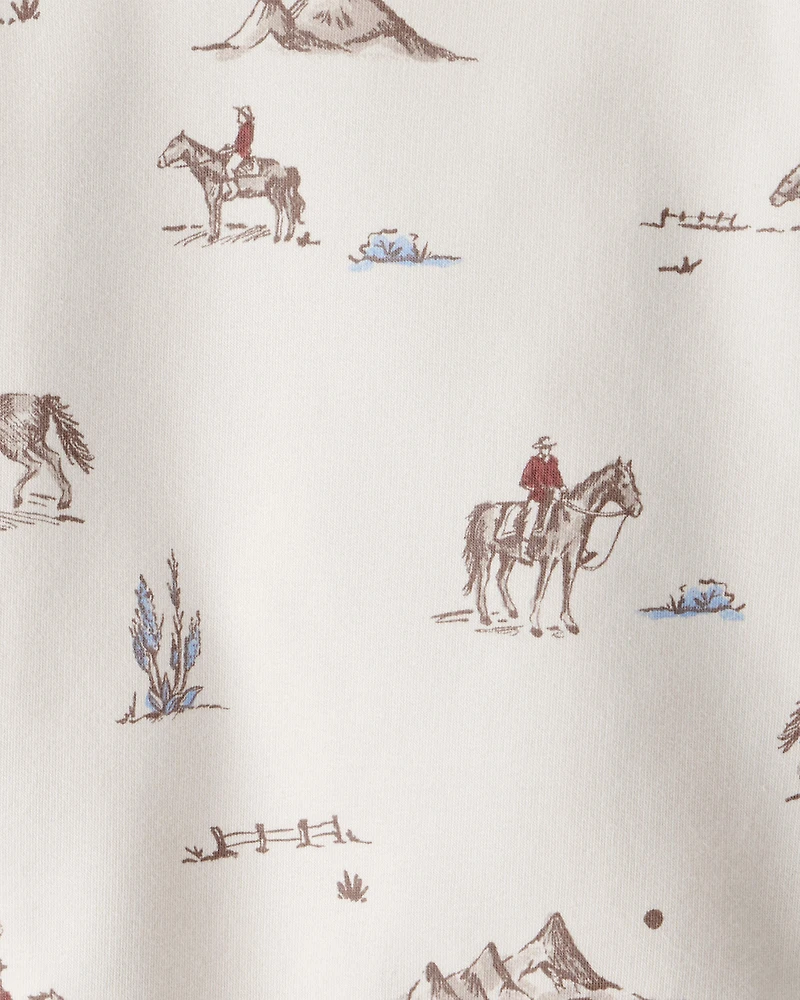 Toddler French Terry Sweatshirt Made with Organic Cotton in Western Rodeo Print