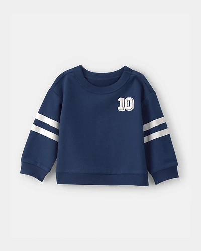 Baby Boy Varsity French Terry Pullover Sweatshirt - Navy Blue