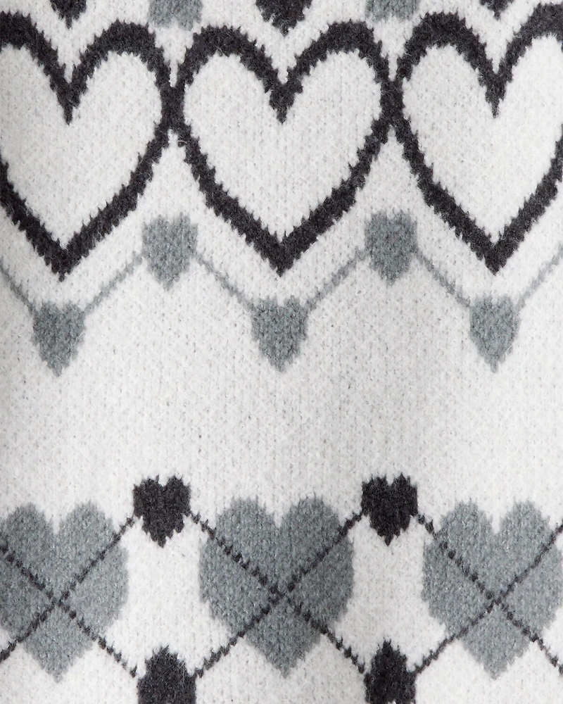 Girls Heart Sweater - White