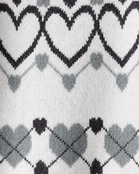 Girls Heart Sweater - White