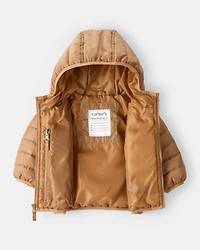 Baby Packable Hooded Puffer Jacket - Brown