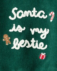 Baby 2-Piece Santa Is My Bestie Long-Sleeve Tee & Pant Set - Green