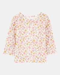 Baby 2-Piece Floral Bunny Long-Sleeve Tee & Coverall Set - Pink