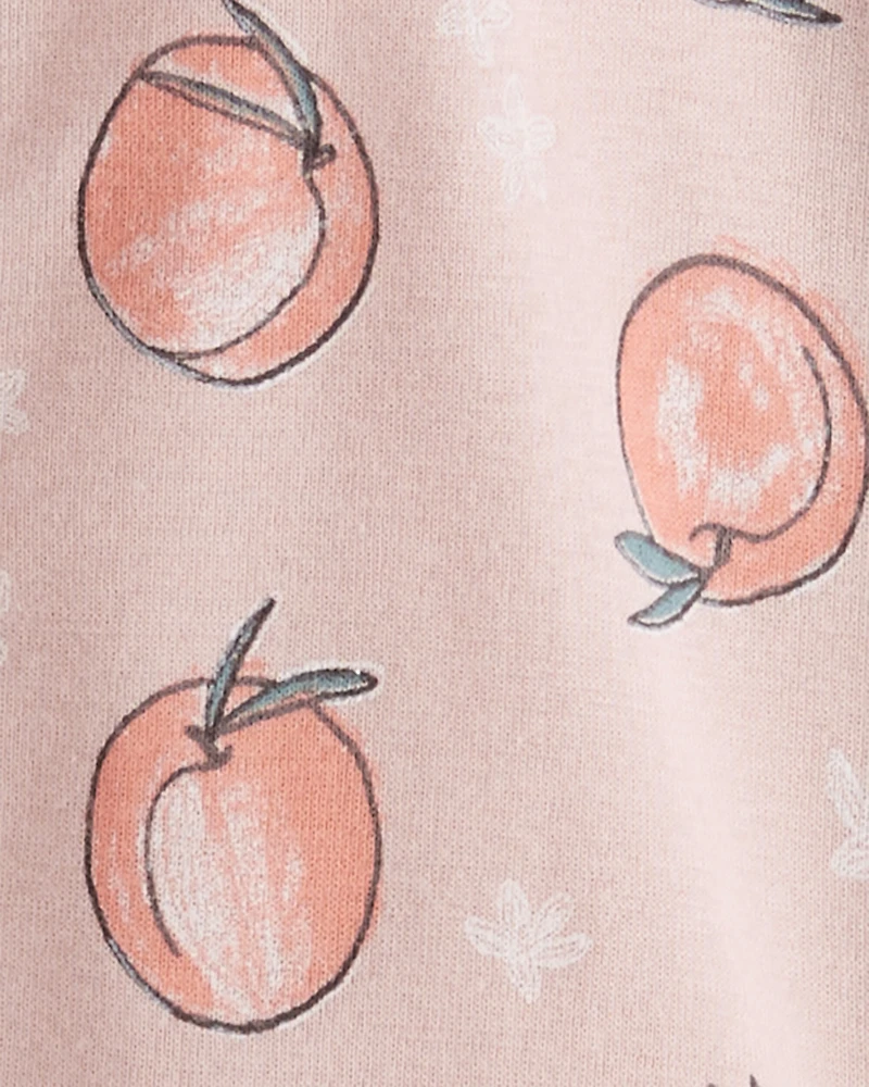 Baby Girl Organic Cotton Sleep & Play Pajamas in Peach Print
