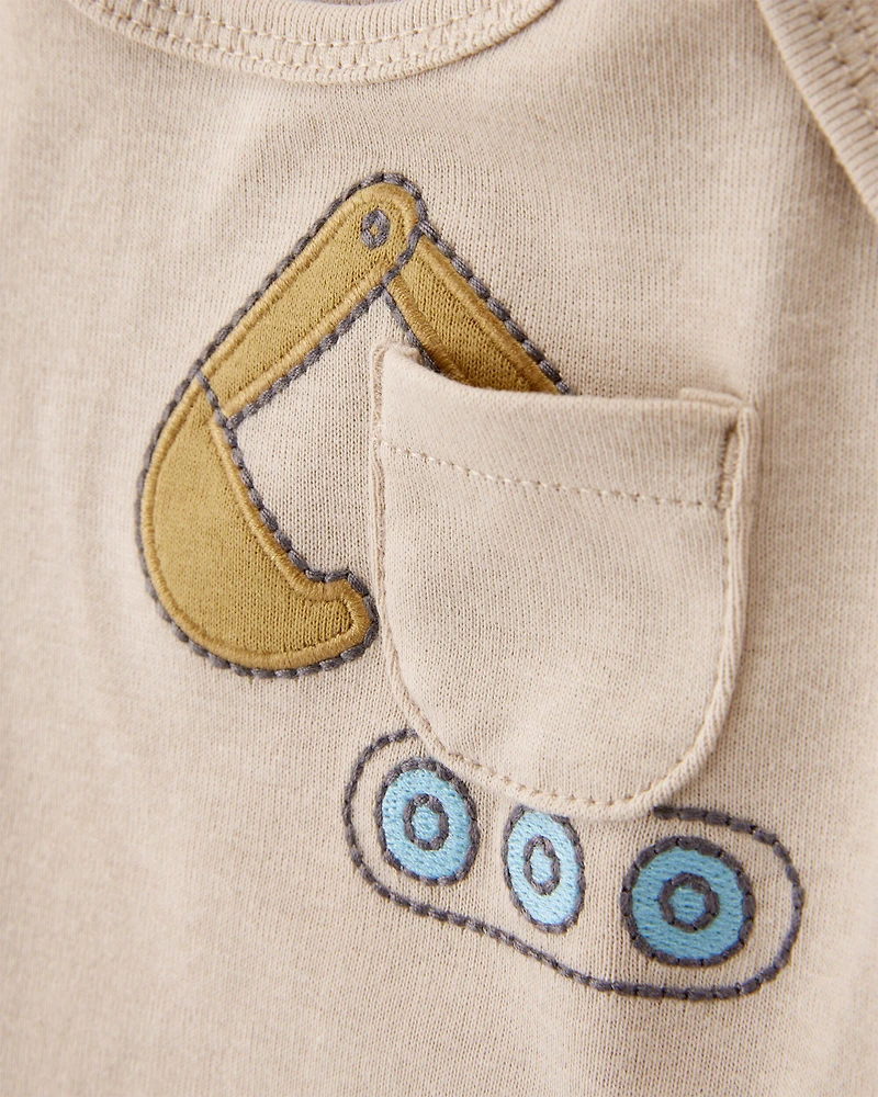 Baby Boy 5-Pack Construction Short-Sleeve Cotton Bodysuits