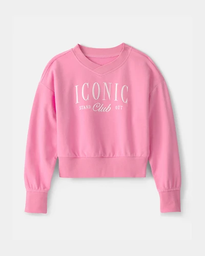 Girls 'Iconic Club' French Terry Pullover Sweatshirt - Pink