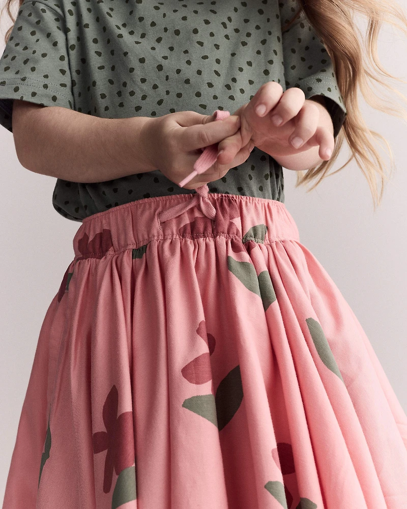Toddler Girl Avenue Twirl™ Midi Skirt in Floral Print - Pink