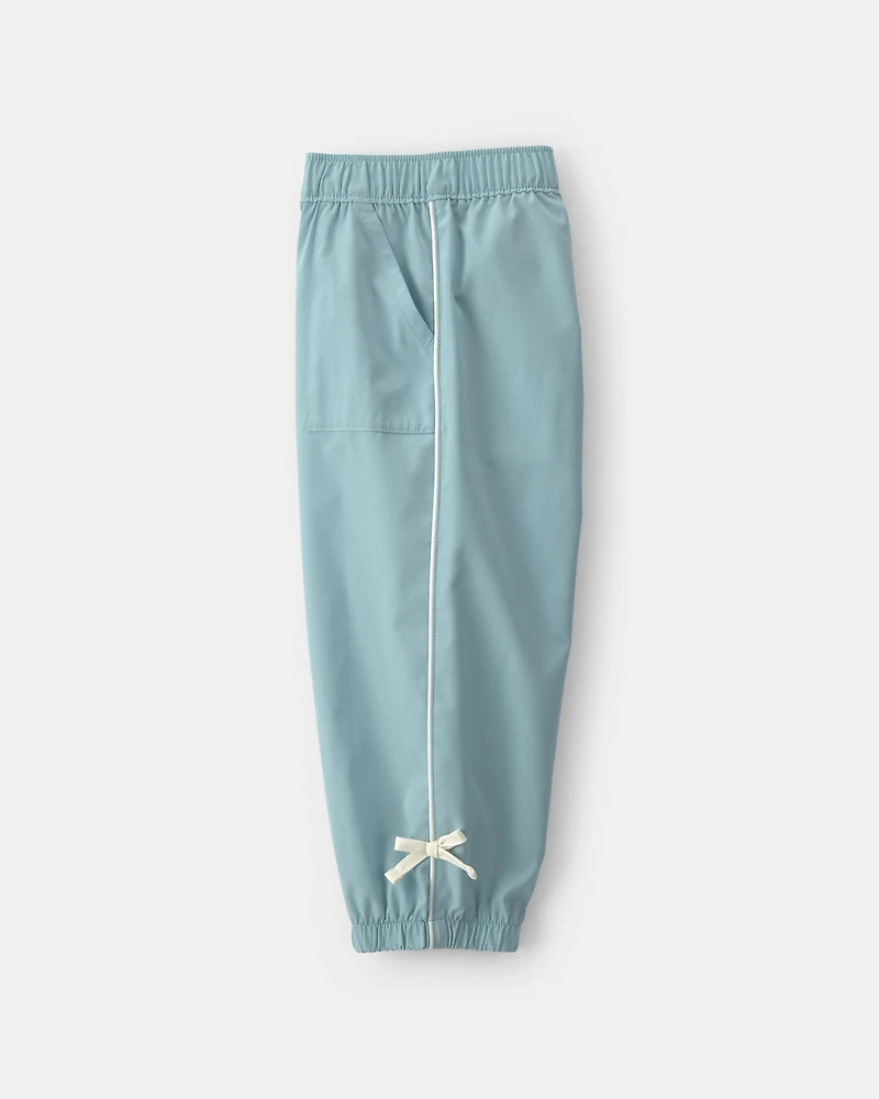 Girls Toddler Girl Bow-Cuff Poplin Joggers - Blue
