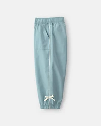 Girls Toddler Girl Bow-Cuff Poplin Joggers - Blue