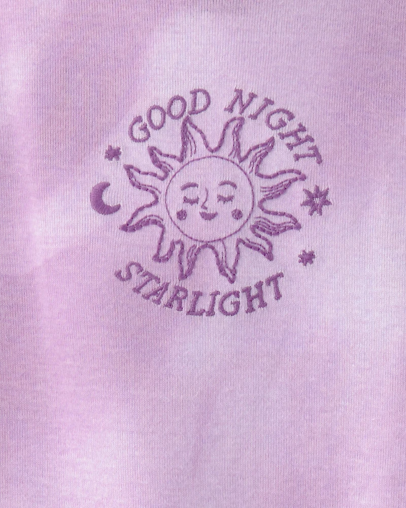 Girls Space Constellation Tie-Dye 100% Cotton Snug Fit 4-Piece Pajama Set - Purple